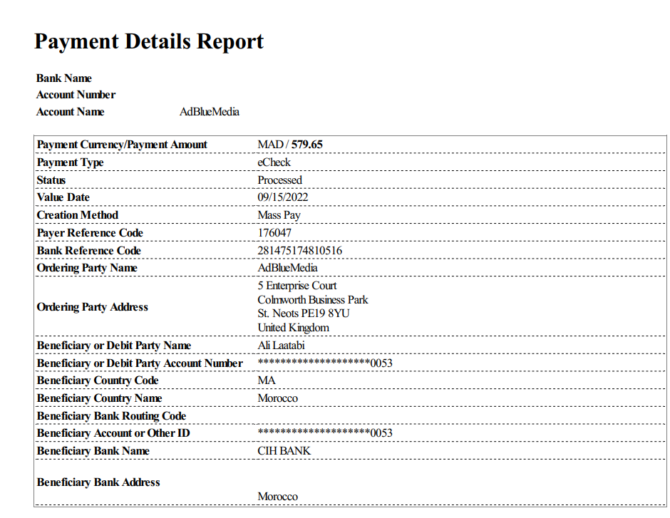 AdBlueMedia · Payment Details Report · 15.09.2022